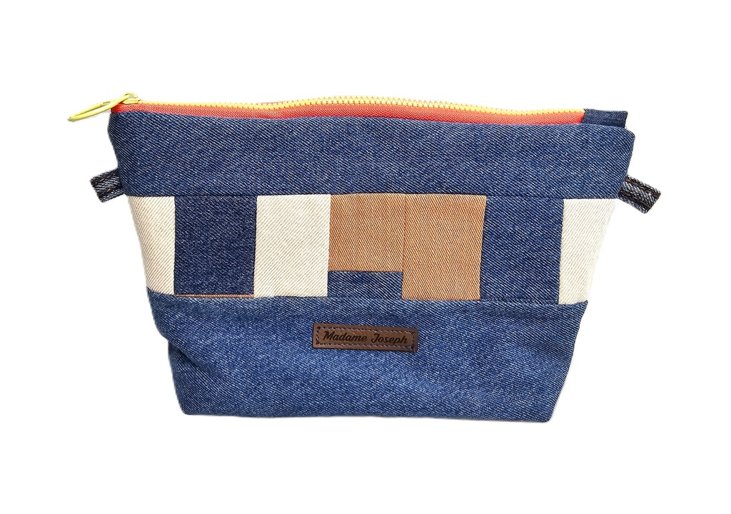 Trousse beauté en denim & rose